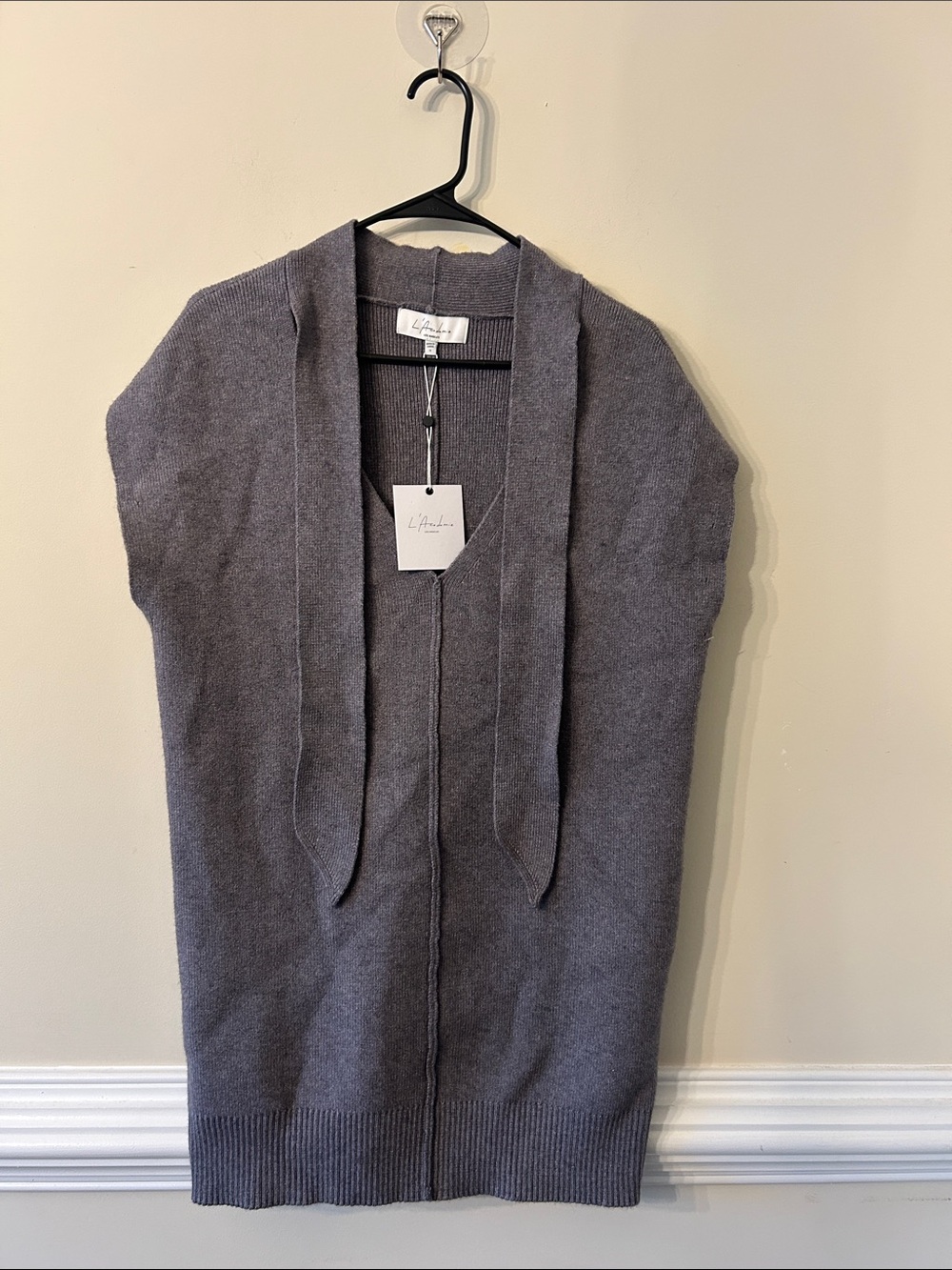 L’Academie Gray Knit Long Top Size S